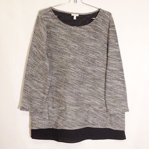 Talbots Womens Sweater Semi Fitted 3/4 Sleeve Gray